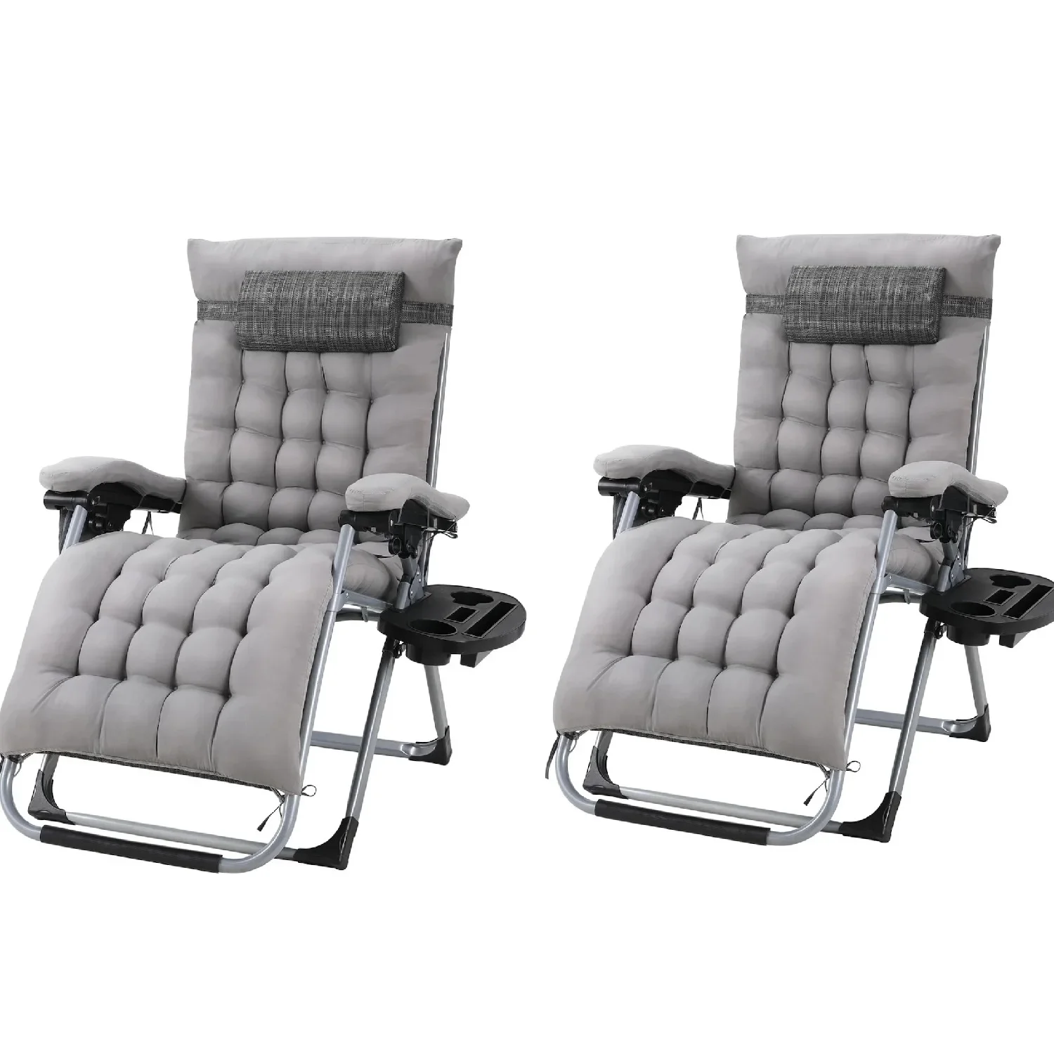 AuAg Klappbarer Zero-Gravity-Loungesessel, Übergröße, Liegestühle, Baumwollkissen für Garten, Außenterrasse, Sonnenliege, Belastung 160 kg Image