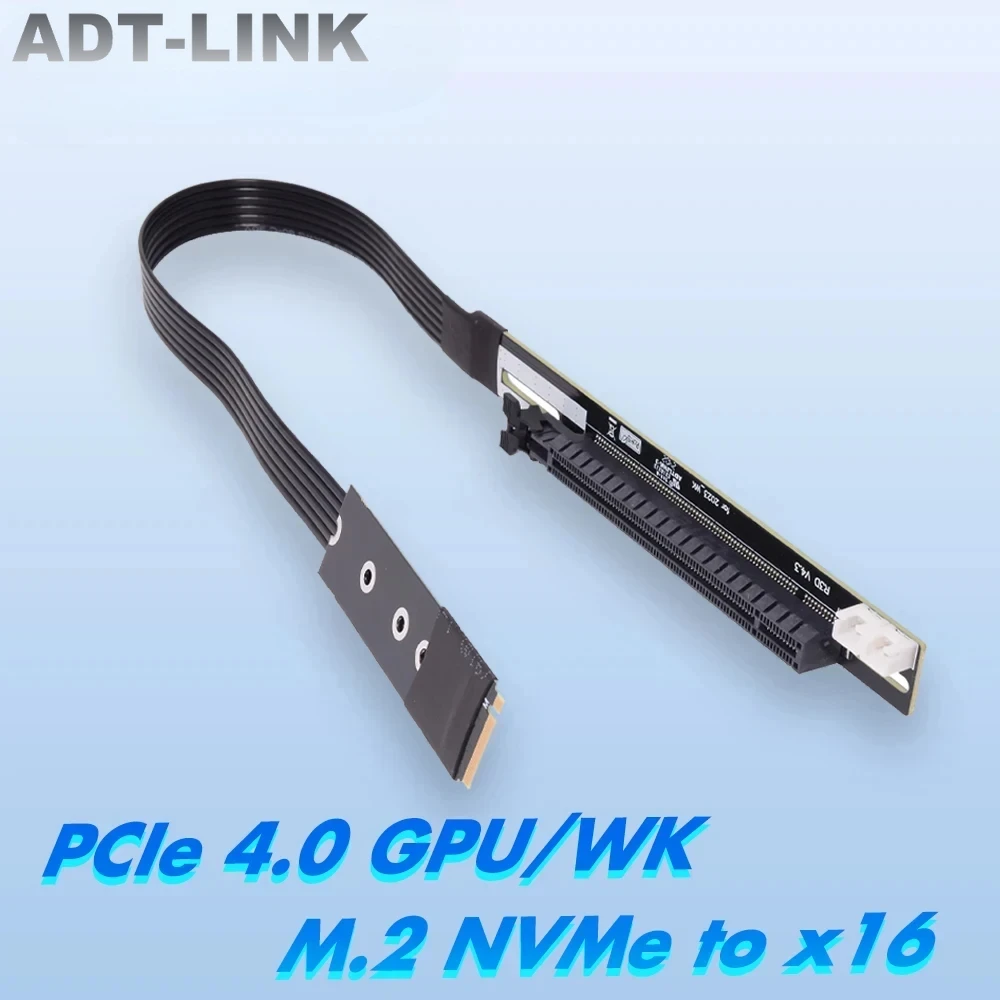 ADT-Link M.2 NVMe zu PCI-E 4.0 x16 Verlängerung Gen4 SATA Netzkabel Jumper Mining Kabel GTX RTX NVIDIA AMD GPU Grafikkarte Image