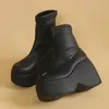 Brandneuer Gothic-Stil, sexy, elegant, klobige Plattform, Damen-Stiefeletten, große Größe 43, bequeme Damenschuhe, Plateauschuhe