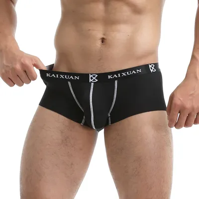 Männlich Nahtlose Eis Seide Dünne Boxer Höschen männer Unterwäsche Boxer Solide Unterhose Sexy Ass Image