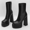 Sexy Plateau Damen Stiefeletten Stripper Gothic High Heels Stiefeletten für Frauen Schwarz Weiß Party Fetisch Schuhe Große Größe 45