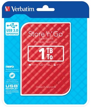 Verbatim Store 'n' Go 1 TB Externe Festplatte 6.35 cm (2.5 Zoll) USB-A (USB 3.2 Gen 1) Rot 53203 Image