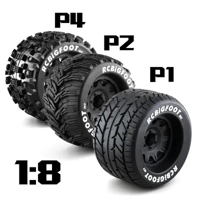 2PCS 165MM Monster Truck Räder Felge Reifen Set 12 14 17mm Hub Hex Für 1/8 Off-Road RC Auto HPI Redcat Rovan Savage