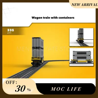 NEUE 335PCS Angepasst MOC Wagon zug mit behälter Bausteine Technologie Ziegel DIY Kreative Montage Image