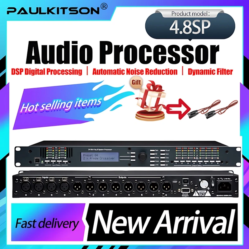 Paulkitson Audio-Prozessor, 4,8 SP, professionelle lineare Array-Bühnenaufführung, chinesischer digitaler Lautsprecher, Bassteiler, 4 Eingänge und 8 Ausgänge Image