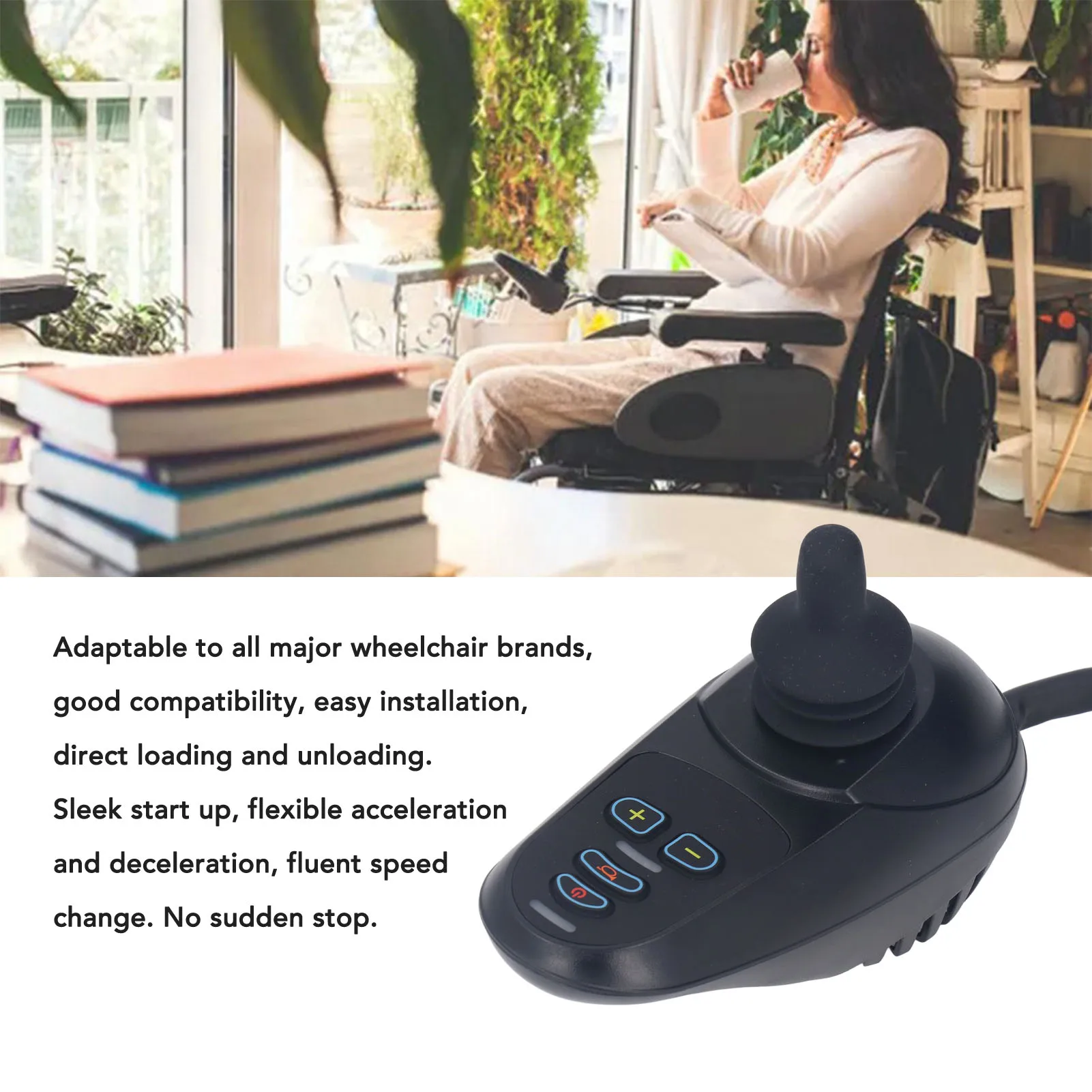 Elektrischer Rollstuhl-Joystick-Controller, fließender Geschwindigkeitswechsel, elektrischer Rollstuhl-Controller, multifunktional, DC24V, 45 A, für Zuhause Image