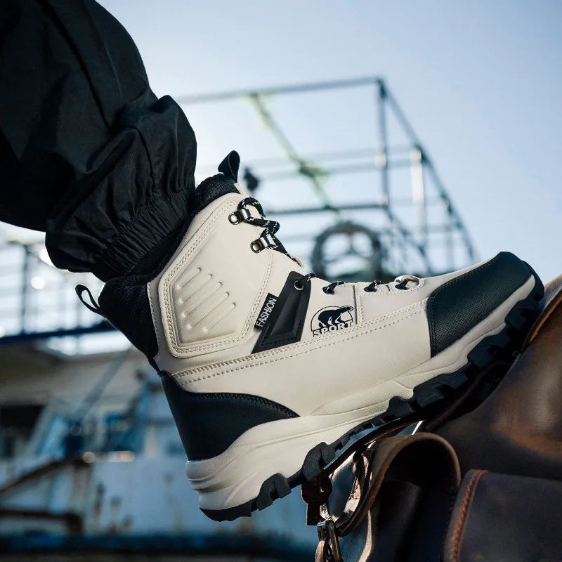 Herren-Winterstiefel 2025, hohe Winterschuhe für Herren, verdickter Plüsch, warme Schneestiefel für Herren, wasserdichte und rutschfeste Outdoor-Stiefel