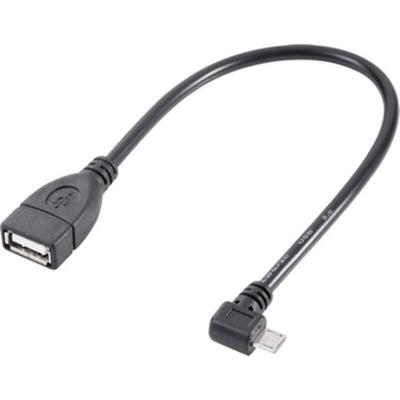 USB-Kabel usb 2.0 USB-Micro-B Stecker, usb-a Buchse 0.10 m Schwarz mit OTG-Funktion, vergo