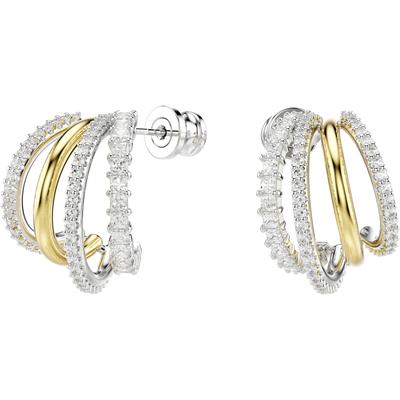Paar Creolen SWAROVSKI "Schmuck Geschenk Hyperbola Ohrringe", gold (metallfarben, gelbgoldfarben, kristallweiß, kristallweiß), Ohrringe, Damen, Metall, mit Swarovski Zirkonia (synth.) Image