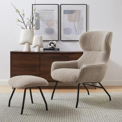 Sessel SALESFEVER, grau (taupe, schwarz), B:79cm H:103cm T:82cm, Teddyfell (100% Polyester), Metall, Sessel, mit Bezug in Teddyfelloptik Image