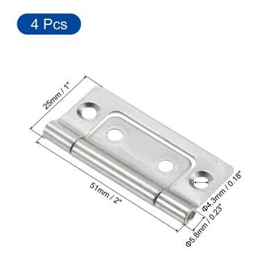 4Pcs 2x1 Inch Door Hinges Non-Mortise No Noise Plating