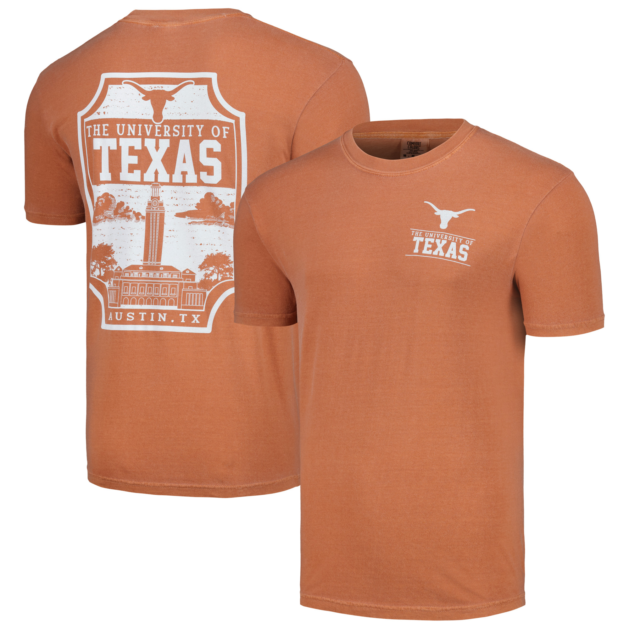 "Herren Texas Orange Texas Longhorns Campus Badge Komfortfarben T-Shirt" Image