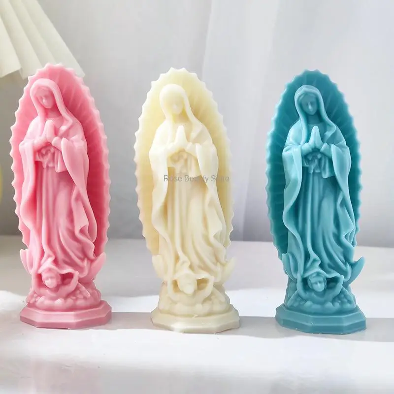 Moule en silicone Vierge Marie pour décoration de la maison, bougie bricolage, aromathérapie, élection, pendentif en résine xy, moule en gypse fait main