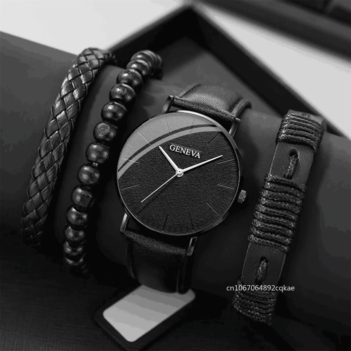 Nouveaux hommes montre de luxe Bracelet ensemble mode affaires en cuir marron montres à Quartz pour hommes coffret cadeau Relogio Masculino sans boîte