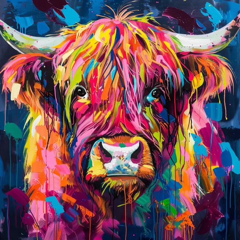 Gatyztoire peinture acrylique par numéros vache colorée pour adultes bricolage photos par numéro décoration de la maison calligraphie peinture mur D