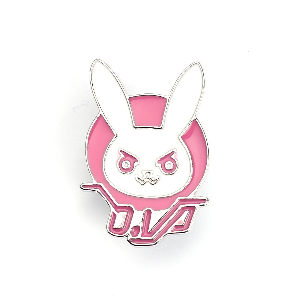 D.va DVA lapin broche en métal rose bijoux à la mode joli lapin épingles en émail dur Souvenir accessoires bijoux cadeau pour les femmes