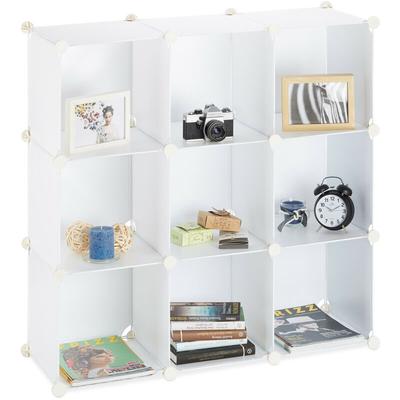 Regalsystem 9 Fächer, Raumteiler Kunststoff, Standregal offen, Badregal diy, hbt: 95 x 95 x 32 cm, Image
