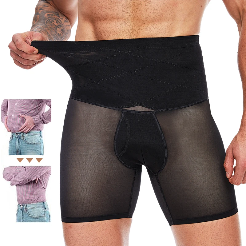 Männer Shape wear Boxer Slips hohe Taille Bauch Kontrolle Shorts Abnehmen Trainer Body Shaper Kompression Höschen atmungsaktive Unterwäsche Image
