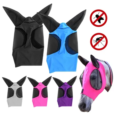 Anti-Mosquito Horse Hood Breathable Horse Face Mask Anti Fly Stretch Knitted Mesh Mask Horse Riding