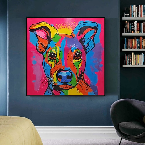 Mintura handgefertigte, farbenfrohe Ölgemälde mit Hunden und Tieren auf Leinwand, Wandkunst, Dekoration, moderne abstrakte Cartoon-Bilder für die Inneneinrichtung, gerolltes, rahmenloses, ungedehntes Image