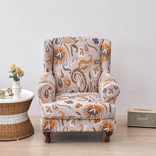 Bedruckter Stretch-Bezug für Ohrensessel, strapazierfähiger und elastischer Schonbezug mit stilvollem Druckdesign, perfekt zum Schutz und zur Erfrischung Ihres Ohrensessels, ideal als Dekoration für Image