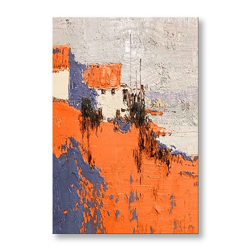 handgefertigte Ölgemälde Leinwand Wandkunst Dekoration moderne orange abstrakte Textur für Wohnkultur gerollt rahmenloses ungedehntes Gemälde Image