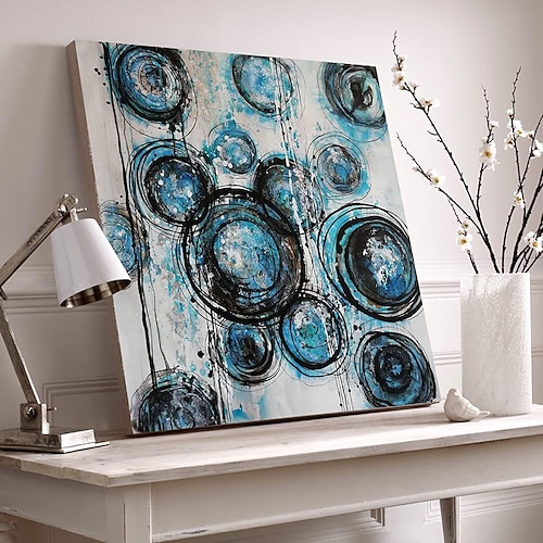 handgemachtes Ölgemälde auf Leinwand, Wandkunst, Dekoration, modern, strukturiert, abstrakt, Kreis, für Zuhause, Tanzstudio, Dekor, gerollt, rahmenlos, ungedehntes Gemälde Image