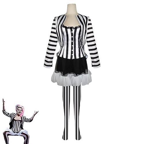 Paare Beetlejuice Beetlejuice Cosplay Kostüm Outfits Männer Frauen Film Cosplay Cosplay Kostüm Party Halloween Karneval Maskerade Event / Party Maskerade Image