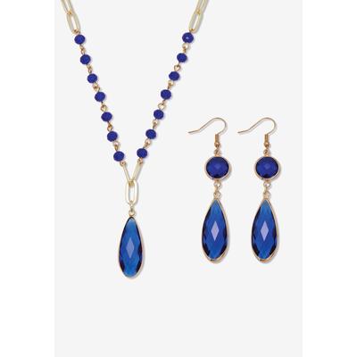 Women's Blue Crystal Goldtone Vintage-Inspired Jewelry Set by PalmBeach Jewelry in Blue