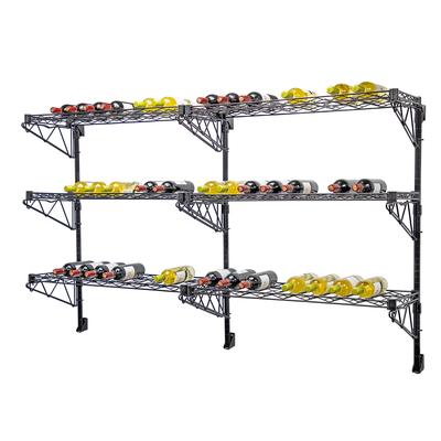 Quantum Food Service WC34-1436WBK-6 Commercial Wine Shelf w/ 54 Bottle Capacity, Black