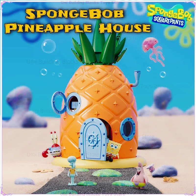 Neue SpongeBob Ananas Haus Zusammengebaute Bausteine Klapp Spielzeug Modell Desktop Dekoration kinder Urlaub Geschenke Image