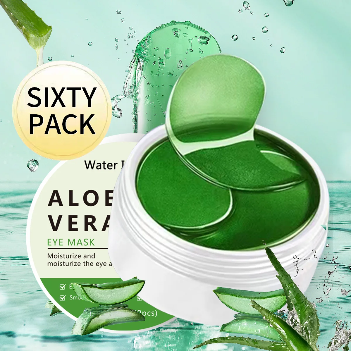60 stücke Aloe Vera Kollagen Augen Maske Anti Augenringe Entfernung Augen Taschen Feuchtigkeitsspendende Straffende Augenklappen Augen Hautpflege produkte Image