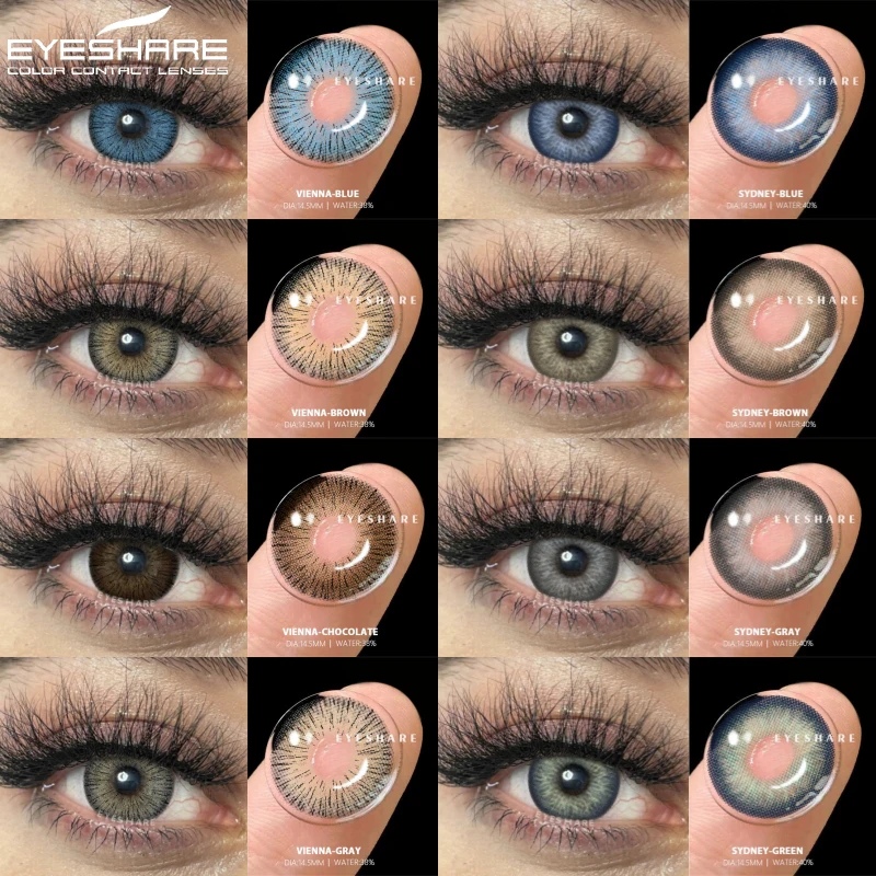 EYESHARE 1 Paar Farbkontakte für Augen, blaue Farbkontaktlinsen, bunte Augenlinsen, jährliches kosmetisches Make-up, grüne Augenkontaktlinsen Image