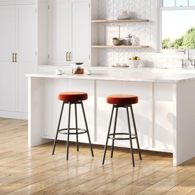 Modern Faux Velvet Counter Height Bar Stools Set of 4, 29.25