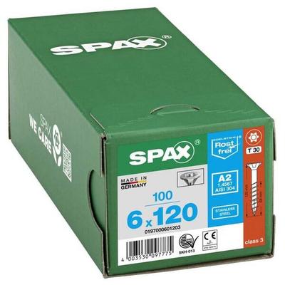 SPAX Universalschrauben T30 Senkkopf Edelstahl A2 6 x 120 mm 100 Stück silber