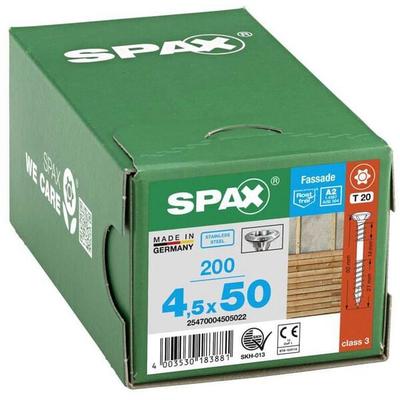 SPAX Fassadenschrauben T20 Linsensenkkopf A2 4,5 x 50 mm 200 Stück