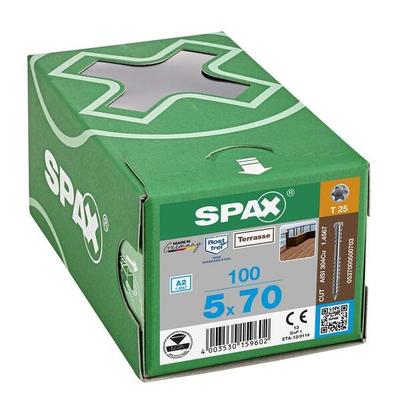 SPAX Terrassenschrauben T25 Zylinderkopf Edelstahl A2 5 x 70 mm 100 Stück silber
