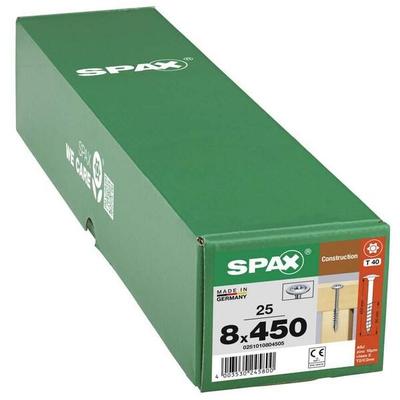 SPAX Holzbauschrauben T40 Tellerkopf WIROX 8 x 450 mm 25 Stück