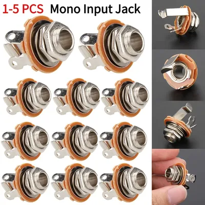 10Pcs Electric Guitar 6.35mm Input 2-Conductor 1/4 Inch Guitar Mono Jack Socket Nickel Noise