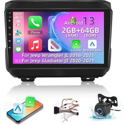 Android 13 for Jeep Wrangler JL 2018-2021 & for Jeep Gladiator JT 2020-2021 Wireless Apple