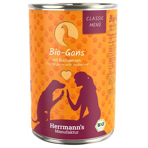 6x400g Bio-Gans mit Bio-Buchweizen Herrmann's Menü Classic Hundenassfutter