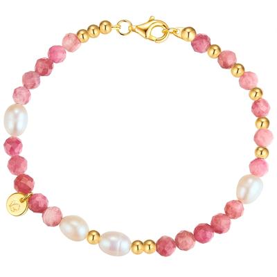 Glanzstücke München Armband aus Sterling Silber in gelbgold mit Turmalin und Süßwasser-Zuchtperle 19 cm Damen Image