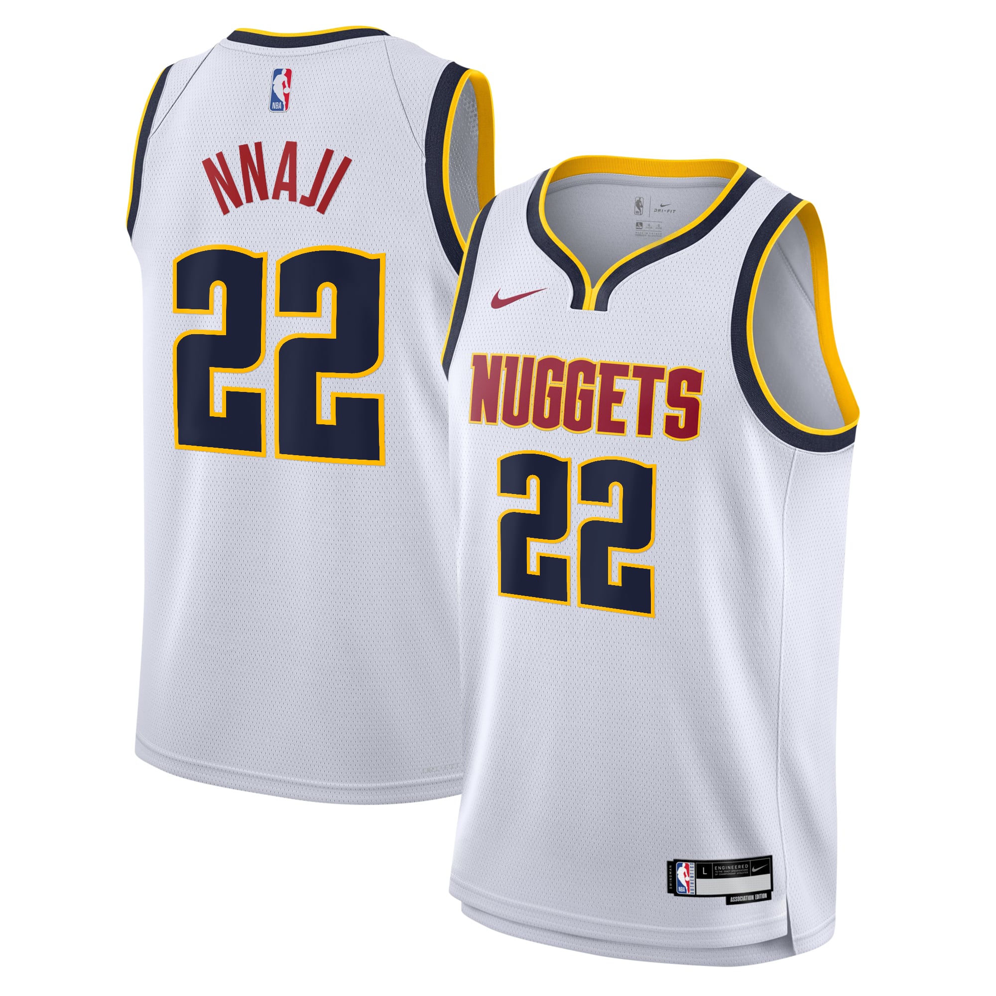 Maillot Nike Association Swingman des Denver Nuggets - Blanc - Zeke Nnaji - Jeunes - unisexe Taille: XL (18/20)
