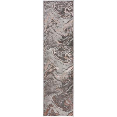 Läufer FLAIR RUGS "Marbled", rosa (rosé), B:60cm H:12mm L:230cm, Kunstfaser, Teppiche, dezenter Glanz, mehrfarbig, modernes Marmor-Design, Teppichläufer Image