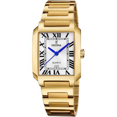Quarzuhr FESTINA "On The Square", gold (goldfarben), Armbanduhren, Damen, Armbanduhr, Damenuhr, Edelstahlarmband, Datum Image