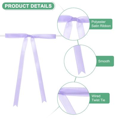 50-Pack Satin Ribbon Twist Tie Bows 7x5