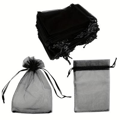 TEMU 100 Pcs 3x4 & 5x7 Inch Mini Sheer Drawstring Organza Bags - Perfect For Jewelry, Wedding, Party Decorations, Arts & Crafts, And More Image