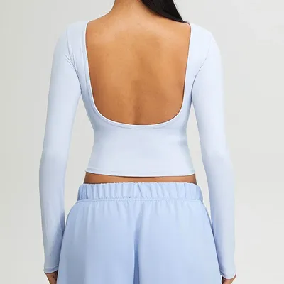 Sexy Women's Long Sleeve Top Yoga Shirts Running T-Shirt Workout Fitness Gym Sports Push-up Top Training Crop Top Solid color