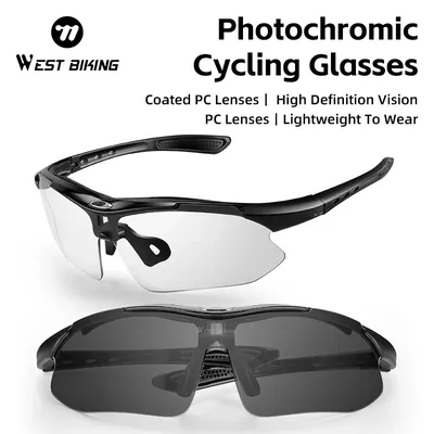 WEST BIKING Photochromic Cycling Glasses Men Women Cycling Sunglasses UV400 Outdoor Sports MTB Road