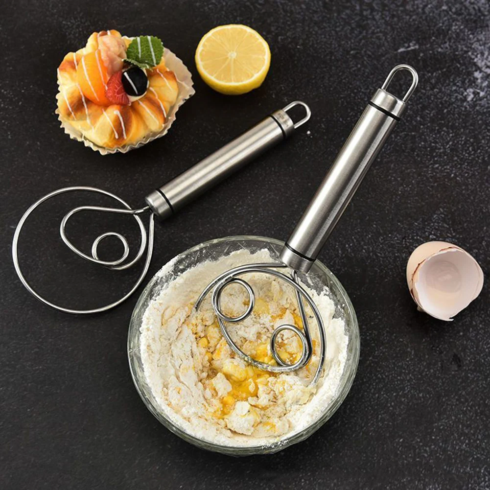 Teigbesen mit langem Griff, Edelstahl, holländischer Stil, Handmixer für Brotteig, Edelstahlgriff, Küchen- und Backutensilien Image